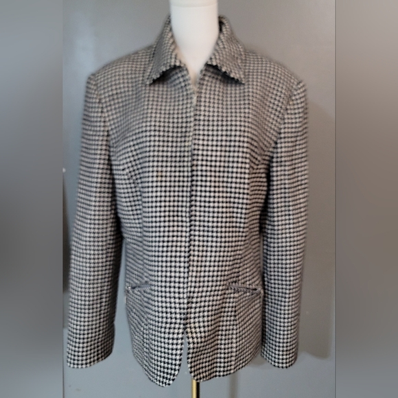 Ralph Lauren100% Pure Wool Black and White Blazer Timeless Elegance - Picture 2 of 8